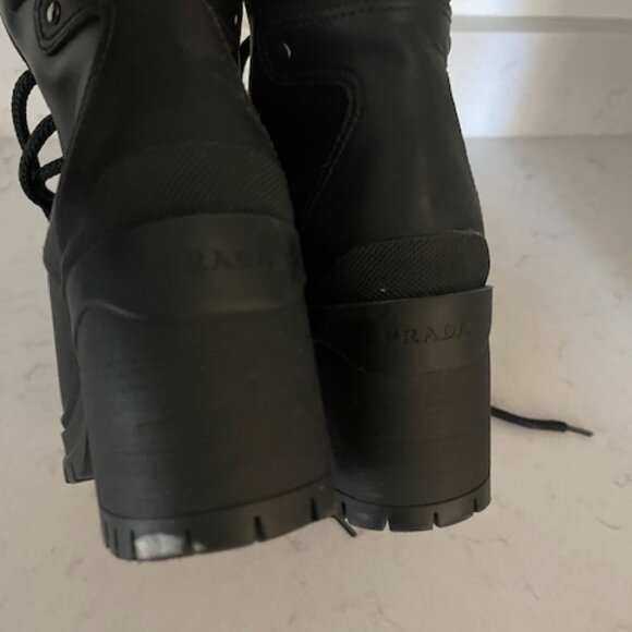 Prada Lug-Sole Leather Combat Boots Black - Picture 3 of 4
